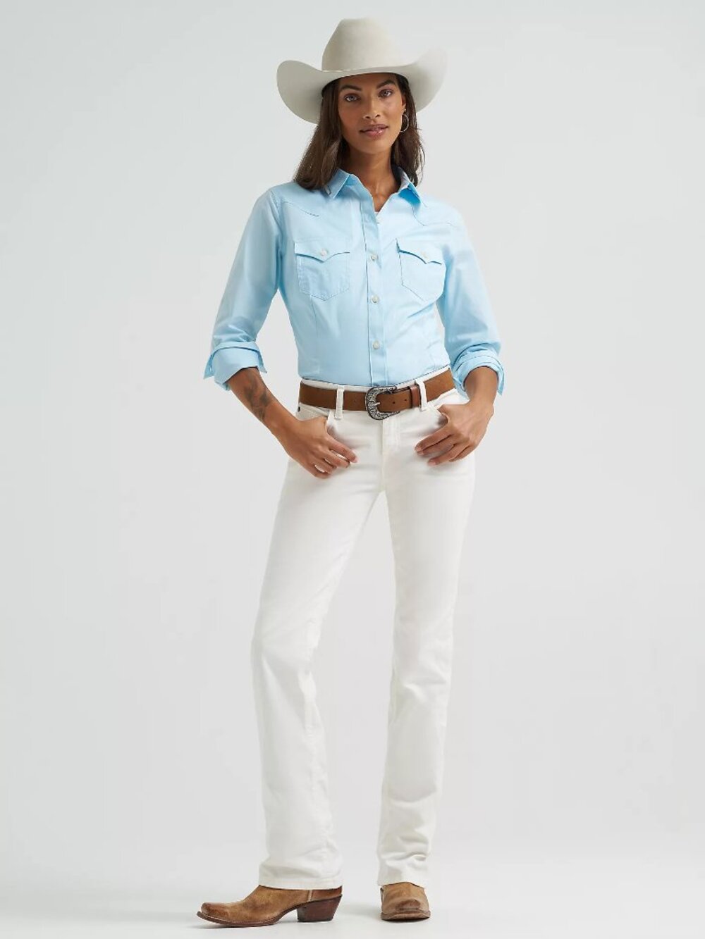 ✨ Wrangler Riding Q-Baby Mid-Rise Bootcut Jeans White Women's 29/7 x 34 NWT